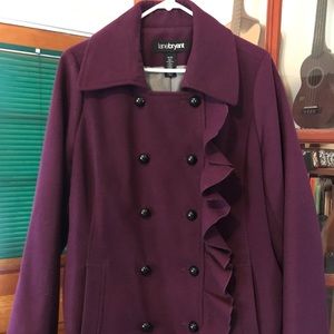 Lane Bryant pea coat with front ruffle